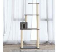 Albero per Gatti con Tiragraffi in Sisal Grigio Chiaro 147 cm Questo tiragraffi è il luogo perfetto per i vostri gatti, dove possono graffiare, arrampicarsi, appollaiarsi, nascondersi e riposare. Forn