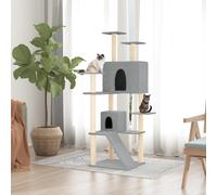 Albero per Gatti con Tiragraffi in Sisal Grigio Chiaro 153 cm