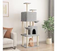 Albero per Gatti con Tiragraffi in Sisal Grigio Chiaro 180 cm