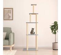 Albero per Gatti con Tiragraffi in Sisal Grigio Chiaro 183 cm