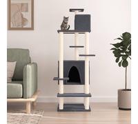 Albero per Gatti con Tiragraffi in Sisal Grigio Scuro 154 cm