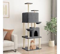 Albero per Gatti con Tiragraffi in Sisal Grigio Scuro 180 cm