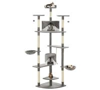 vidaXL Albero per Gatti e Tiragraffi in Sisal 203 cm Grigio e Bianco