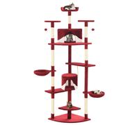 Albero per Gatti e Tiragraffi in Sisal 203 cm Rosso e Bianco