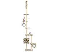 Albero per Gatti e Tiragraffi Sisal 260 cm Zampe Stampate Beige