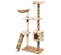 Albero per Gatti Tiragraffi Sisal 150 cm Zampe Stampate Beige