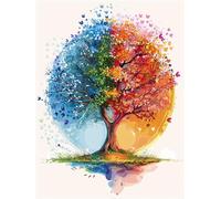 Albero Quattro Stagioni Dipingere con i Numeri per Adulti Bambini Principianti Albero Kit per Pittura a Olio DIY con i Numeri per Adulti Artigianato Kit Regalo da Disegno per Bambini e Bambine 40x50cm