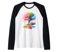 Albero Quattro Stagioni Primavera Estate Autunno Inverno Maglia con Maniche Raglan