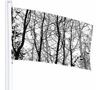 Albero Rami Foresta Bandiera Decor 3x5 Ft Fogliame Invernale Cielo Botanico Foglia Torsione Poliestere Motivo Stampato Decorazioni per Esterni per Case e Giardini