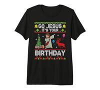 Albero Renna Neve Go Dabbing Jesus It's Your Birthday Maglietta Premium