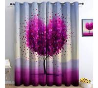 Albero Romantico Forma Cuore Da Sogno Tende Oscuranti Termiche Isolanti - Ridurre Il Rumore, Termiche Isolanti per Camera da Letto - 2 Pannelli per camera da letto, Lavanda Viola, 183 x 214 cm