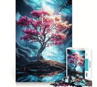 Albero rosa nella grotta blu, puzzle da 1000 pezzi per adolescenti, rompicapo, gioco rilassante, taglio premium, regalo di Natale (50x75cm)