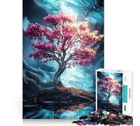 Albero rosa nella grotta blu Puzzle da 1000 pezzi per ragazzi Puzzle Think Game Calm Mind Quality Edge Regalo di Natale (38x52cm)