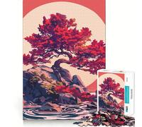 Albero rosso su un'isola rocciosa - Puzzle da 1000 pezzi per adulti - Gioco di logica fine per il tempo libero - Bordo pulito - Oggetto da collezione (38x26cm)
