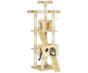 Albero tiragraffi per Gatti, 50 x 50 x 170 cm, per Dormire, Giocare, Centro attività, graffiare, Colore: Grigio Neutro (Beige)