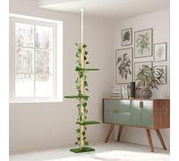 Albero Tiragraffi per Gatti Alto 202-242 cm, Tiragraffi a Soffitto Regolabile, Trepolo per Gatti con Asta di Tensione, Palo Tiragraffi in Juta con Foglie, Verde Descrizione:Scopri il rifugio ideale pe