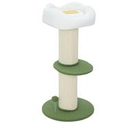 Albero Tiragraffi per Gatti Alto 92 cm con Palo in Sisal e Lettino a Forma di Fiore Verde