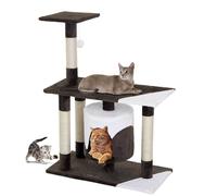 BAKAJI Albero Tiragraffi per Gatti in Sisal e Peluche Parco Giochi Gatto con Cuccia Nascondiglio Pali Graffiatoio e Piattaforme Dimensioni 94 x 69,5 x 34,5 cm