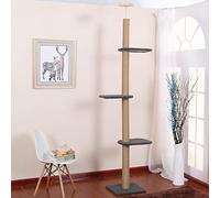 Albero tiragraffi per gatti, Tiragraffi for gatti a 3 livelli, torre for gatti in legno dal pavimento al soffitto, color cachi