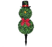 Albero topiaria a forma di pupazzo di neve di Natale, 76 cm, con fiocco rosso, cappello di Babbo Natale, utilizzato per veranda intorno al camino o come centrotavola allegro sul tavolo da pranzo (1 pz