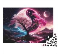 Albero Yin Yang rosa Rompicapo 1000 Pezzi In cartone Extra Spesso, Un Classico Puzzle A Pezzi Per Pace Interiore, Ideale Per Sfida Personale, Regalo Di Compleanno Originale 52x38cm/1000pcs