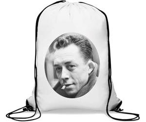 Albert Camus - Sacca da palestra con chiusura a cordoncino, scrittore francese, filosofo, stile casual, colore: bianco