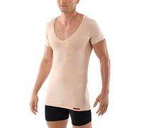 ALBERT KREUZ Maglietta Intima Invisibile Color Carne/Beige da Uomo con Maniche Corte e Scollo a V Profondo (Deep-V) in Micromodal Elasticizzato, leggerissimo e Traspirante 07/XL