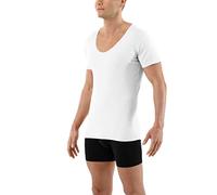 ALBERT KREUZ Maglietta Intima Senza Cuciture a Taglio Vivo a Laser Scollo a v Extra Profondo - Maniche Corte Cotone Elasticizzato Color Bianco Taglia M