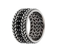 ALBERT M. Anello a Fascia Texture Corda con Spinello Nero WSOX00576.BS-24