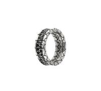 ALBERT M. Anello a Fascia Texture Sirena con Doppia Fila di Spinelli Neri WSOX00081.BS-26