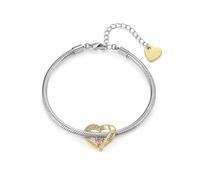 ALBERTBAND Bracciale da Donna con Nome Bracciale Personalizzato con Pietre di nascita Ciondolo a Cuore in Oro Regalo per la Donna Mamma Moglie Fidanzata (1 Nome)