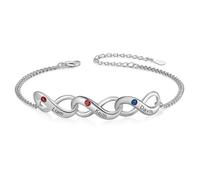 ALBERTBAND Bracciale da Donna Personalizzato Infinity in Argento con Nomi Pietre di Nascita Bracciali Regalo per Mamma Figlia Ragazza Natale San Valentino Catena (B-3 stone)