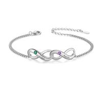 ALBERTBAND Bracciale da Donna Personalizzato Infinity in Argento con Nomi Pietre di Nascita Bracciali Regalo per Mamma Figlia Ragazza Natale San Valentino Catena (B-2 stone)