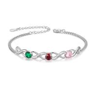 ALBERTBAND Bracciale da Donna Personalizzato Infinity in Argento con Nomi Pietre di Nascita Bracciali Regalo per Mamma Figlia Ragazza Natale San Valentino Catena (C-3 stone)