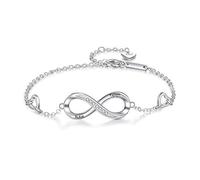 ALBERTBAND Bracciale da Donna Personalizzato Infinity in Argento con Nomi Pietre di Nascita Bracciali Regalo per Mamma Figlia Ragazza Natale San Valentino Catena (A)