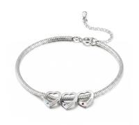 ALBERTBAND Bracciale Personalizzato con Nome e Pietra di Nascita Bracciale Cuore Donna Bracciali da Famiglia Regalo per Mamma Donna Nonna (3 nome)
