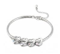 ALBERTBAND Bracciale Personalizzato con Nome e Pietra di Nascita Bracciale Cuore Donna Bracciali da Famiglia Regalo per Mamma Donna Nonna (4 nome)