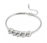 ALBERTBAND Bracciale Personalizzato con Nome e Pietra di Nascita Bracciale Cuore Donna Bracciali da Famiglia Regalo per Mamma Donna Nonna (5 nome)