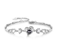 ALBERTBAND Bracciale Proiezione Foto Bracciale Donna Personalizzato Regali Personalizzati per signore, ragazze, fidanzate, mogli, nonne, coppie (cuore-argento)