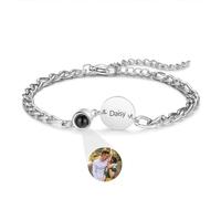 ALBERTBAND Bracciale Proiezione Foto Bracciale Donna Personalizzato Regali Personalizzati per signore, ragazze, fidanzate, mogli, nonne, coppie (Rotondo-argento)