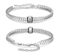 ALBERTBAND Bracciale Uomo Personalizzato con Nome Bracciale in Acciaio Inossidabile per Papà Marito Fidanzato Regolabile Inciso con Nomi Regalo per Festa del papà Natale (argento-1 nome)