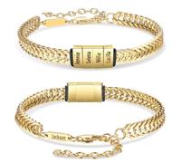 ALBERTBAND Bracciale Uomo Personalizzato con Nome Bracciale in Acciaio Inossidabile per Papà Marito Fidanzato Regolabile Inciso con Nomi Regalo per Festa del papà Natale (oro-4 nome)