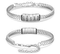 ALBERTBAND Bracciale Uomo Personalizzato con Nome Bracciale in Acciaio Inossidabile per Papà Marito Fidanzato Regolabile Inciso con Nomi Regalo per Festa del papà Natale (argento-5 nome)