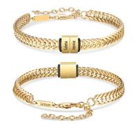 ALBERTBAND Bracciale Uomo Personalizzato con Nome Bracciale in Acciaio Inossidabile per Papà Marito Fidanzato Regolabile Inciso con Nomi Regalo per Festa del papà Natale (oro-2 nome)