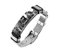 ALBERTBAND Bracciali Personalizzato con Nomi Incisione Foto in Acciaio Bracciale Regolabile Braccialetto per Uomo Papà Regalo per Festa del papà/San Valentino/Compleanno/Natale
