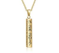 ALBERTBAND Collana Barra Personalizzata Uomo Ciondolo Verticale in Acciaio Inossidabile con Incisione Nome Data Collana Coppia Regalo per la Festa Del Papà Natale Compleanno (oro)