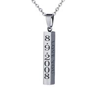 ALBERTBAND Collana Barra Personalizzata Uomo Ciondolo Verticale in Acciaio Inossidabile con Incisione Nome Data Collana Coppia Regalo per la Festa Del Papà Natale Compleanno (argento)