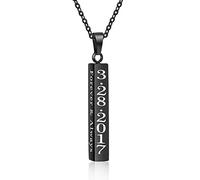 ALBERTBAND Collana Barra Personalizzata Uomo Ciondolo Verticale in Acciaio Inossidabile con Incisione Nome Data Collana Coppia Regalo per la Festa Del Papà Natale Compleanno (nero)