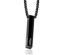 ALBERTBAND Collana Barra Personalizzata Uomo Ciondolo Verticale in Acciaio Inossidabile con Incisione Nome Data Collana Coppia Regalo per la Festa Del Papà Natale Compleanno (B-nero)