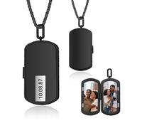 ALBERTBAND Collana con Foto Personalizzata per Uomo con Testo e Data Incisa Targhetta per Cani Collana Identificativa Esercito Militare per Marito Papà Festa del Papà San Valentino Natale (Style 5)